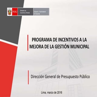 PROGRAMA DE INCENTIVOS A LA MEJORA ...