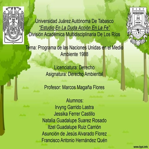 Programa de las naciones unidas en el medio ambiente(PNUMA) | PPTX