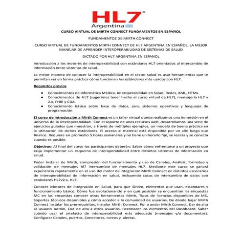 Programa del curso virtual mirth connect fundamentos