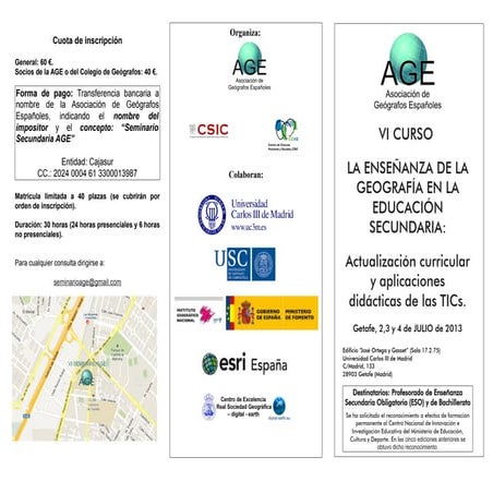 VI Curso: La enseñanza de la Geografía en la Educación Secundaria