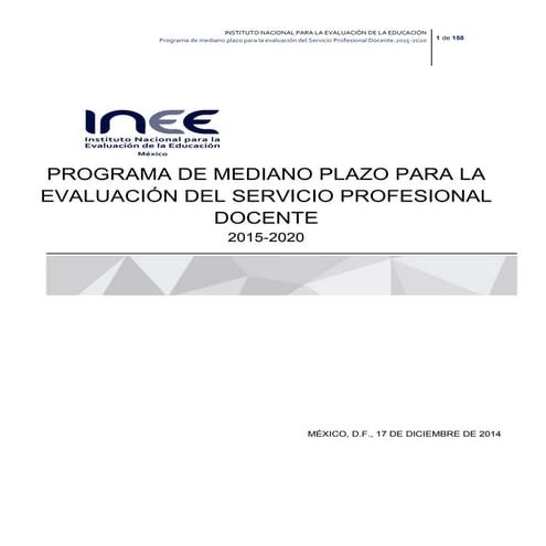 Programa a mediano plazo para la evaluación del Servicio Profesional Docente
