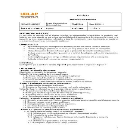 Programa departamental español 1 oto 13