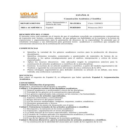 Programa departamental español 2