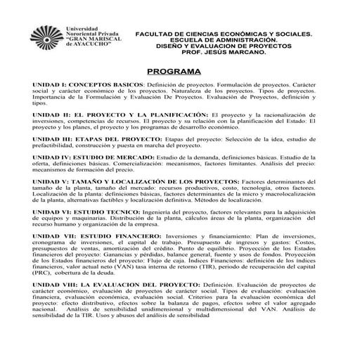 Programa de proyectos