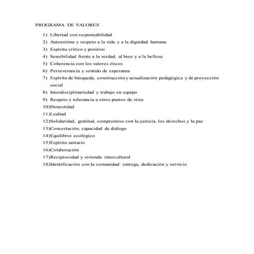 Programa de valores