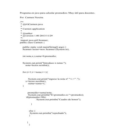 Programa en java para calcular promedios