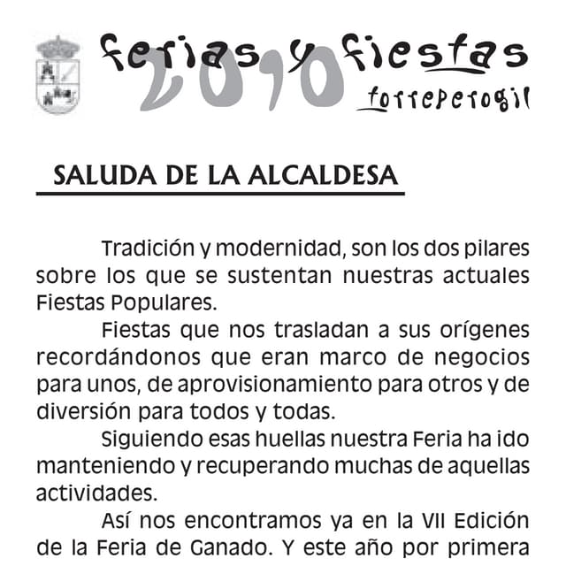 Programa de la feria 2010 de Torreperogil