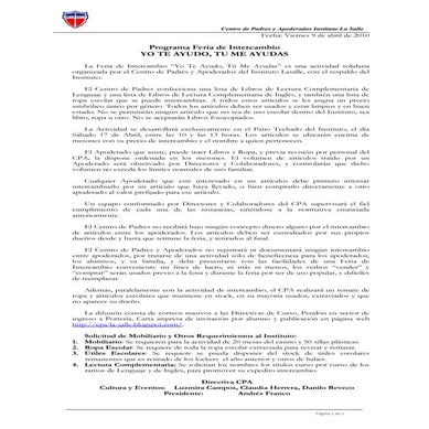 Programa feria de intercambio