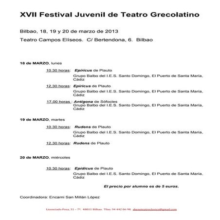 Teatro grecolatino, Cultura clásica, mitologia 2013