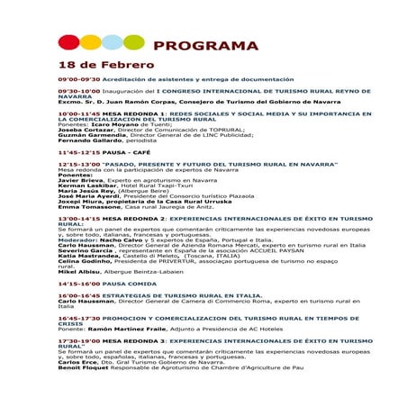 48   Programa  I Congreso Turismo Rural Navarra 2010