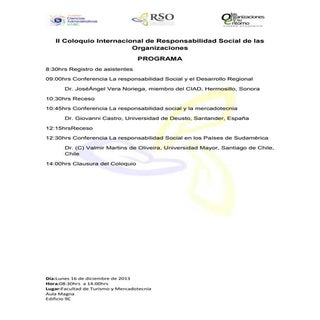 Programa II Coloquio Internacional ...