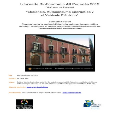Programa I Jornada BioEconomic Alt Penedes 2012