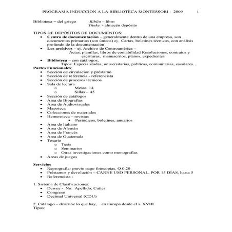 Programa inducción biblioteca montessori