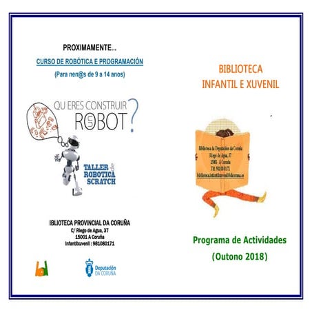 Programa infantil outono 2018. Biblioteca Provincial da Deputación da Coruña
