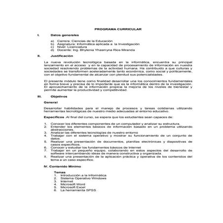 Programa informatica cs. de la educaciòn bhyle