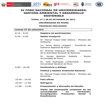 Programa IV foro universidades y ambiente