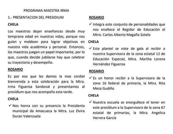 Esquema Del Programa De La Ceremonia Esta Mañana Asistimos A La