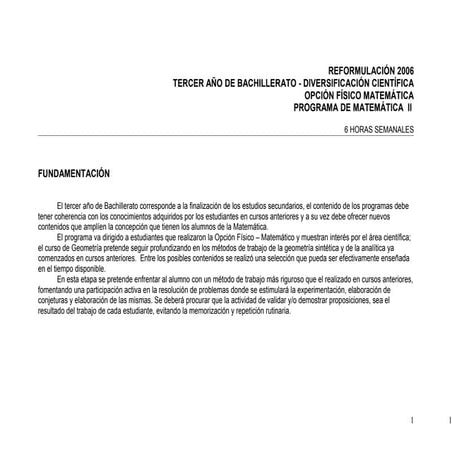 Programa matemática II 6° Ingeniería