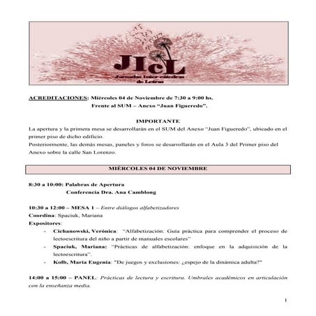 Jornadas Inter-cátedras de Letras