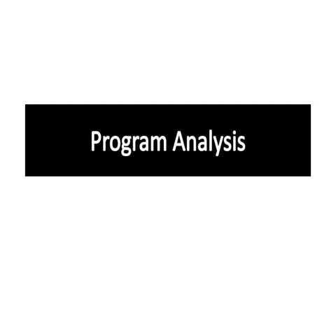 Program analysis | PPT