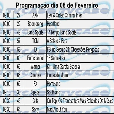 Programação 08 09 de fevereiro 2013
