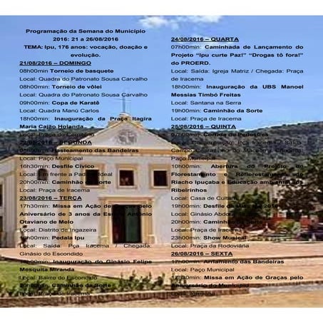 Programação semana do município 2016