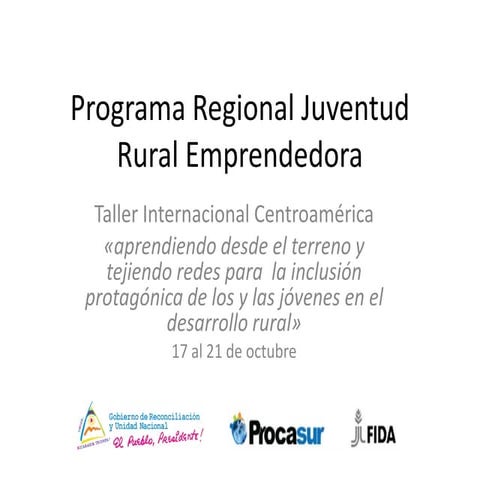 Ruta de Aprendizaje - Programa regional juventud rural emprendedora