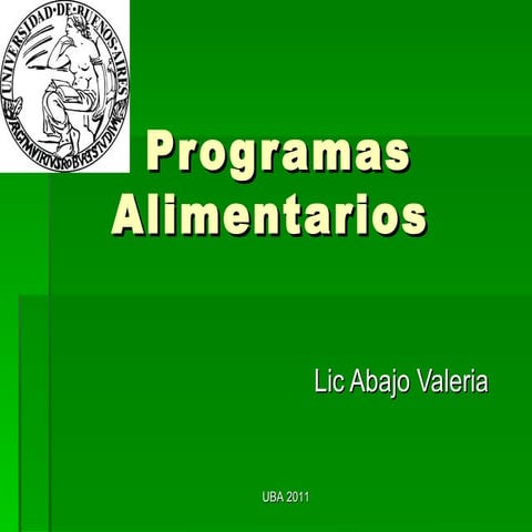 PROGRAMAS ALIMENTARIOS. POLITICAS PUBLICAS