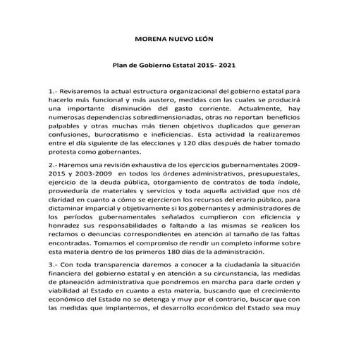 Programas de gobierno Morena NL