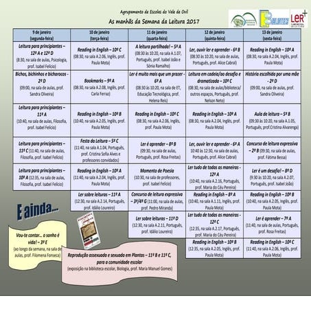 Programa da Semana da Leitura 2017