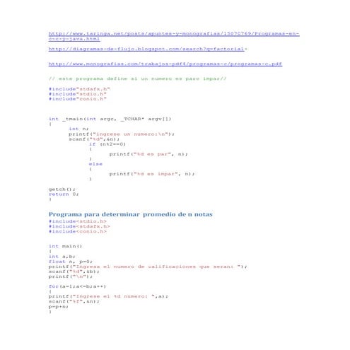 Programas sencillos en lenguaje C | DOCX