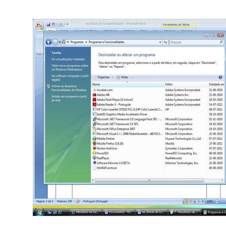 Programas painel control