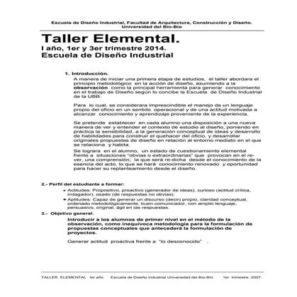 Programa taller elemental 2014
