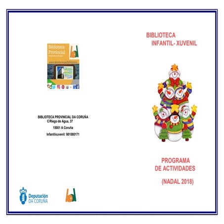 Programa infantil e xuvenil Nadal 2018. Biblioteca Provincial da Deputación da Coruña