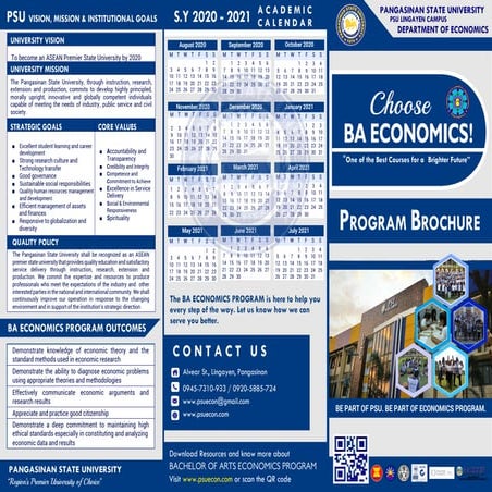 Program Brochure - BA Economics (Pangasinan State University) | PDF
