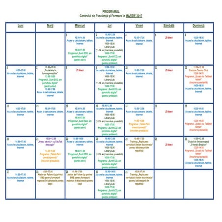 Programul Centrului de Excelență și Formare al BNC „Ion Creangă” - Martie 2017
