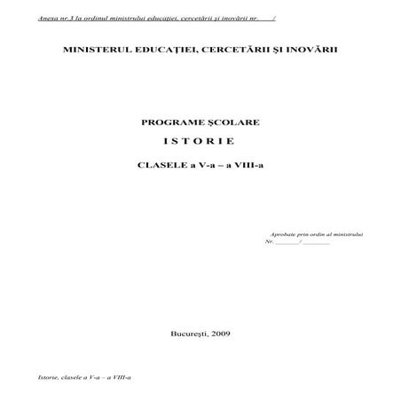Programe scolare-istorie-cls-v viii-1 | PDF