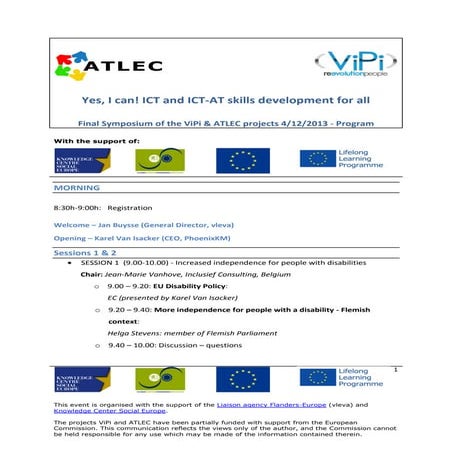 Program final conference ViPi ATLEC symposium 04/12/2013