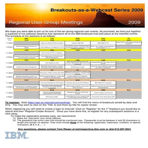 Spring UserNet Program Guide   Webcasts   2009
