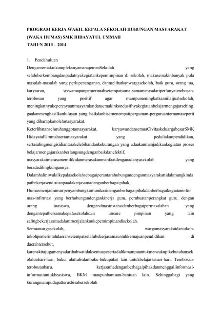 Program Kerja Humas OSIS Sinar Cendekia | PPTX