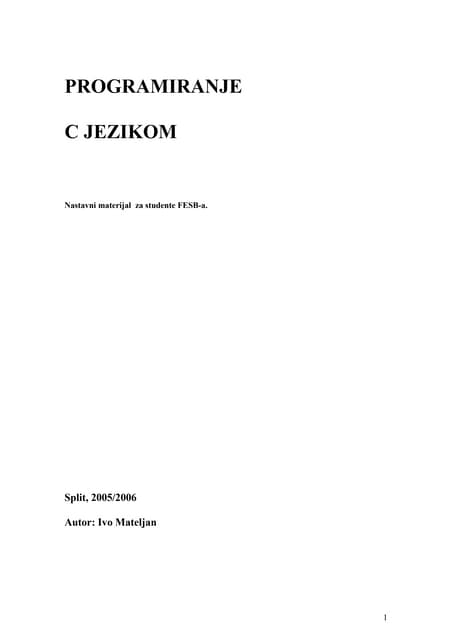 Programiranje c jezikom