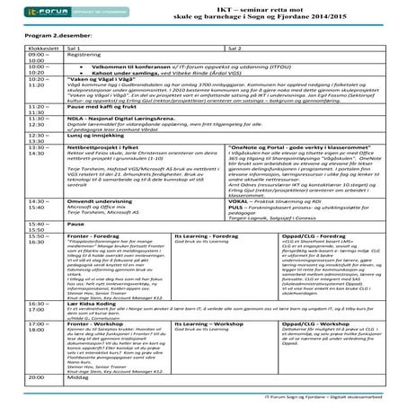 Program IT – seminar for skule og barnehage SFj 2014