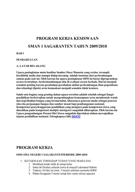 Program kerja kesiswaan smp Program kerja kesiswaan smp