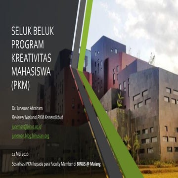 Seluk Beluk Program Kreativitas Mahasiswa (PKM)