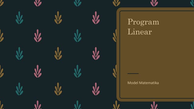Program linear - Model Matematika | PPT