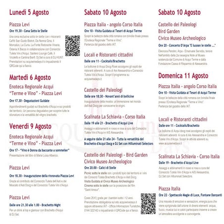 Programma Acqui Wine Days 2024  5 – 11 agosto 2024