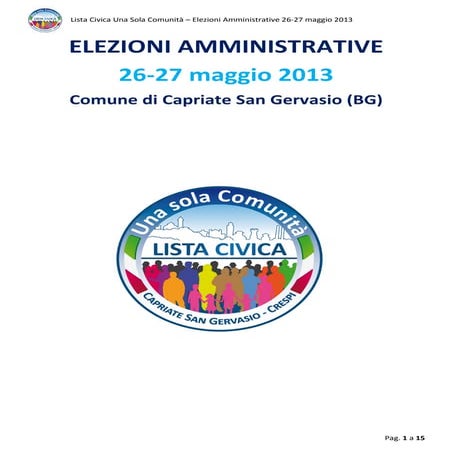 Programma di Capriate | PDF