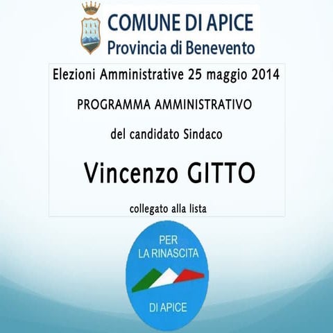 Programma lista per la rinascita di apice   candidato sindaco vincenzo gitto
