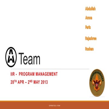 Program management for goup1