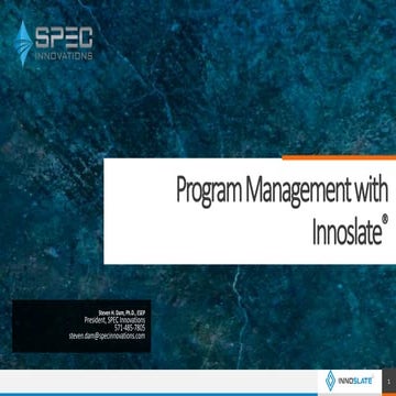 Webinar Slides: Using Innoslate for Program Management 